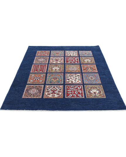 Bakhtiari 5' 0" X 6' 0" Hand Knotted Wool Rug 5' 0" X 6' 0" (152 X 183) / Blue / Wool