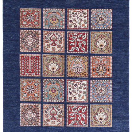 Bakhtiari 5' 0" X 6' 0" Hand Knotted Wool Rug 5' 0" X 6' 0" (152 X 183) / Blue / Wool