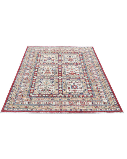 Bakhtiari 4' 7" X 6' 5" Hand Knotted Wool Rug 4' 7" X 6' 5" (140 X 196) / Red / Wool