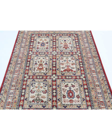 Bakhtiari 4' 7" X 6' 5" Hand Knotted Wool Rug 4' 7" X 6' 5" (140 X 196) / Red / Wool