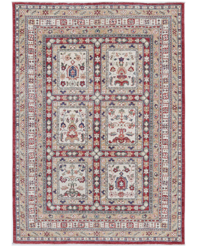 Bakhtiari 4' 7" X 6' 5" Hand Knotted Wool Rug 4' 7" X 6' 5" (140 X 196) / Red / Wool