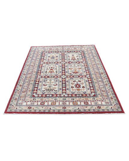 Bakhtiari 4' 6" X 6' 4" Hand Knotted Wool Rug 4' 6" X 6' 4" (137 X 193) / Red / Wool