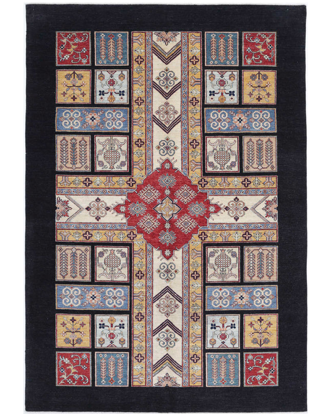 Bakhtiari 6' 7" X 9' 7" Hand Knotted Wool Rug 6' 7" X 9' 7" (201 X 292) / Black / Wool