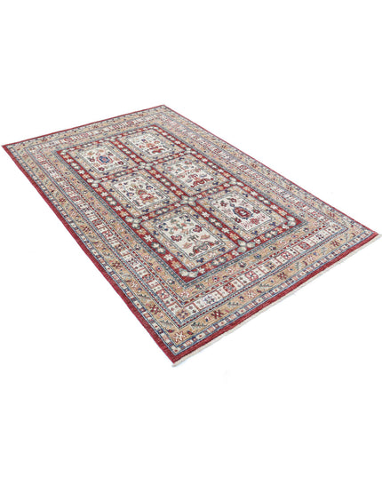 Bakhtiari 4' 4" X 6' 8" Hand Knotted Wool Rug 4' 4" X 6' 8" (132 X 203) / Red / Wool
