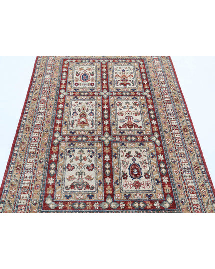 Bakhtiari 4' 4" X 6' 8" Hand Knotted Wool Rug 4' 4" X 6' 8" (132 X 203) / Red / Wool