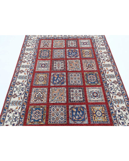 Bakhtiari 4' 9" X 6' 8" Hand Knotted Wool Rug 4' 9" X 6' 8" (145 X 203) / Red / Wool