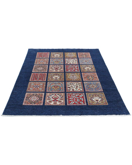 Bakhtiari 4' 10" X 6' 3" Hand Knotted Wool Rug 4' 10" X 6' 3" (147 X 191) / Blue / Wool