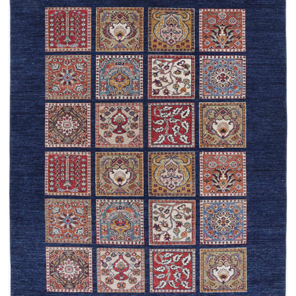 Bakhtiari 4' 10" X 6' 3" Hand Knotted Wool Rug 4' 10" X 6' 3" (147 X 191) / Blue / Wool