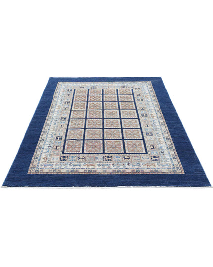 Bakhtiari 4' 10" X 6' 3" Hand Knotted Wool Rug 4' 10" X 6' 3" (147 X 191) / Blue / Wool