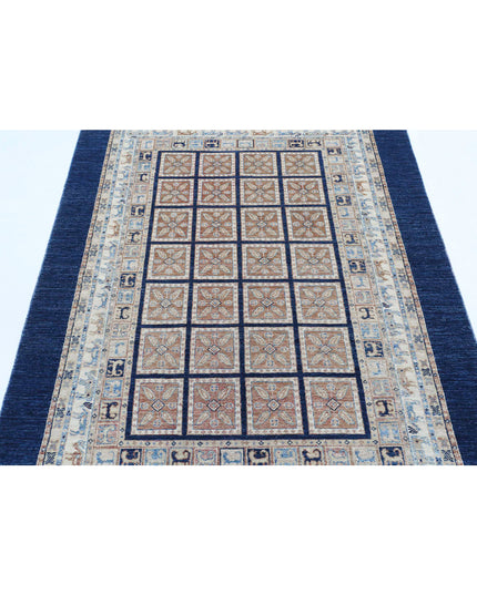 Bakhtiari 4' 10" X 6' 3" Hand Knotted Wool Rug 4' 10" X 6' 3" (147 X 191) / Blue / Wool