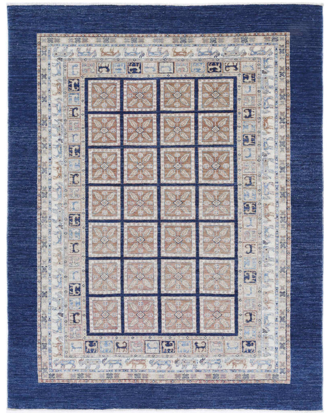 Bakhtiari 4' 10" X 6' 3" Hand Knotted Wool Rug 4' 10" X 6' 3" (147 X 191) / Blue / Wool