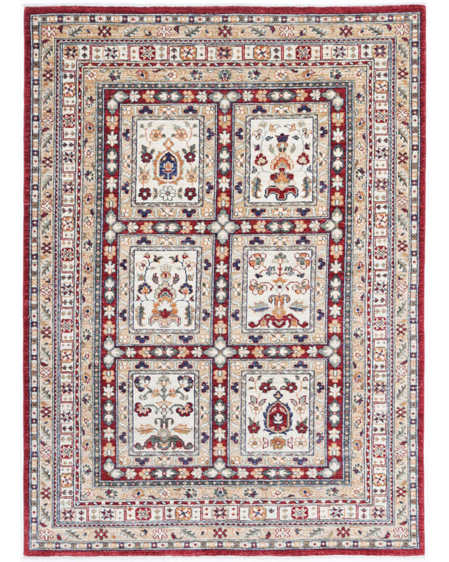 Bakhtiari 4' 5" X 6' 2" Hand Knotted Wool Rug 4' 5" X 6' 2" (135 X 188) / Red / Wool