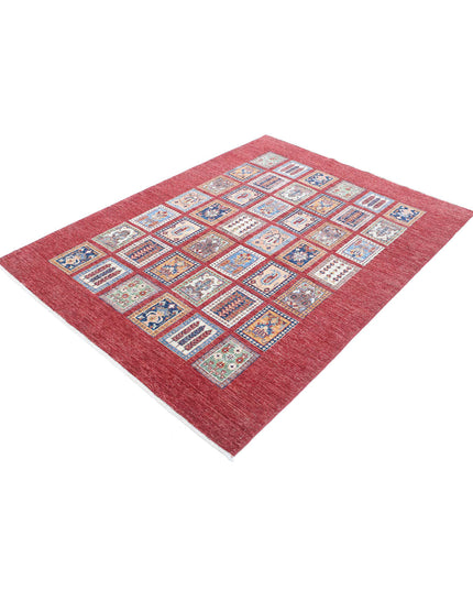 Bakhtiari 4' 9" X 6' 7" Hand Knotted Wool Rug 4' 9" X 6' 7" (145 X 201) / Red / Wool