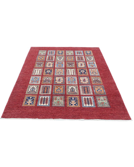 Bakhtiari 4' 9" X 6' 7" Hand Knotted Wool Rug 4' 9" X 6' 7" (145 X 201) / Red / Wool