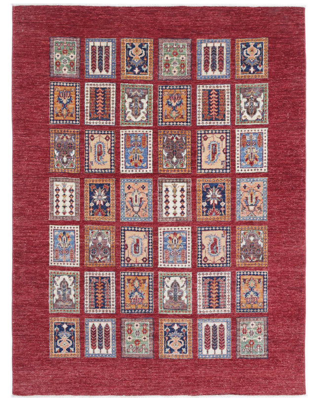 Bakhtiari 4' 9" X 6' 7" Hand Knotted Wool Rug 4' 9" X 6' 7" (145 X 201) / Red / Wool