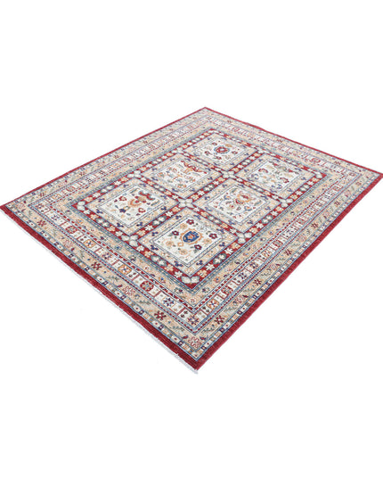 Bakhtiari 4' 11" X 6' 1" Hand Knotted Wool Rug 4' 11" X 6' 1" (150 X 185) / Red / Wool