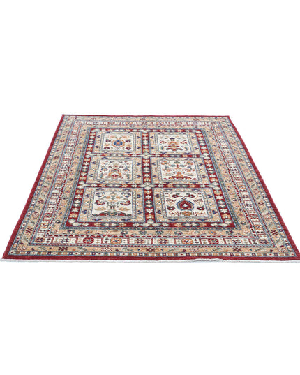 Bakhtiari 4' 11" X 6' 1" Hand Knotted Wool Rug 4' 11" X 6' 1" (150 X 185) / Red / Wool