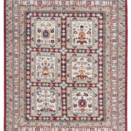 Bakhtiari 4' 11" X 6' 1" Hand Knotted Wool Rug 4' 11" X 6' 1" (150 X 185) / Red / Wool