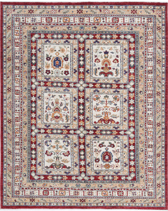 Bakhtiari 4' 11" X 6' 1" Hand Knotted Wool Rug 4' 11" X 6' 1" (150 X 185) / Red / Wool