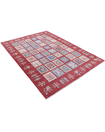 Bakhtiari 5' 6" X 7' 6" Hand Knotted Wool Rug 5' 6" X 7' 6" (168 X 229) / Red / Wool