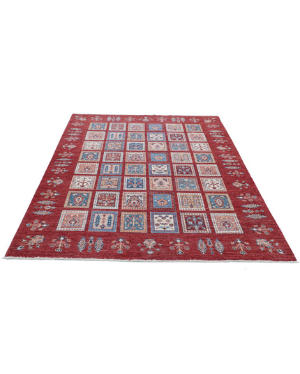 Bakhtiari 5' 6" X 7' 6" Hand Knotted Wool Rug 5' 6" X 7' 6" (168 X 229) / Red / Wool