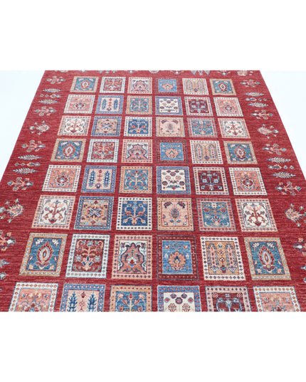 Bakhtiari 5' 6" X 7' 6" Hand Knotted Wool Rug 5' 6" X 7' 6" (168 X 229) / Red / Wool
