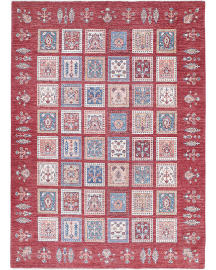 Bakhtiari 5' 6" X 7' 6" Hand Knotted Wool Rug 5' 6" X 7' 6" (168 X 229) / Red / Wool