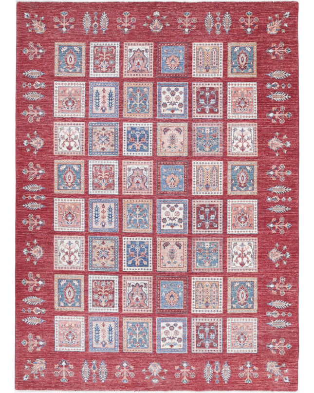 Bakhtiari 5' 6" X 7' 6" Hand Knotted Wool Rug 5' 6" X 7' 6" (168 X 229) / Red / Wool