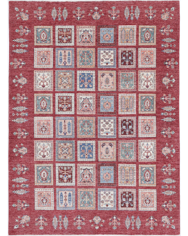 Bakhtiari 5' 7" X 7' 8" Hand Knotted Wool Rug 5' 7" X 7' 8" (170 X 234) / Red / Wool