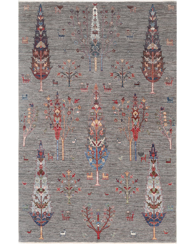 Bakshaish 5' 8" X 9' 0" Hand Knotted Wool Rug 5' 8" X 9' 0" (173 X 274) / Grey / Wool