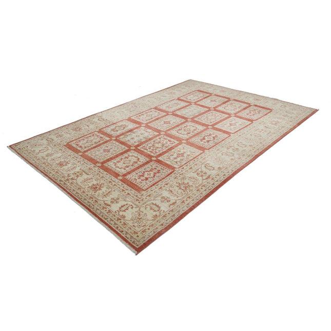 Bakthari 6' 7" X 9' 7" Wool Hand-Knotted Rug 6' 7" X 9' 7" (201 X 292) / Red / Ivory