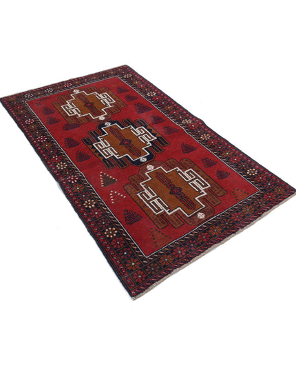 Baluch 3' 5" X 5' 9" Hand Knotted Wool Rug 3' 5" X 5' 9" (104 X 175) / Red / Wool