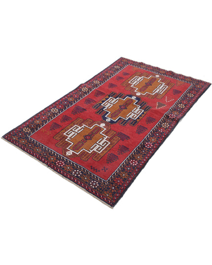 Baluch 3' 5" X 5' 9" Hand Knotted Wool Rug 3' 5" X 5' 9" (104 X 175) / Red / Wool
