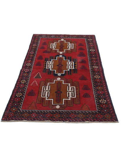 Baluch 3' 5" X 5' 9" Hand Knotted Wool Rug 3' 5" X 5' 9" (104 X 175) / Red / Wool