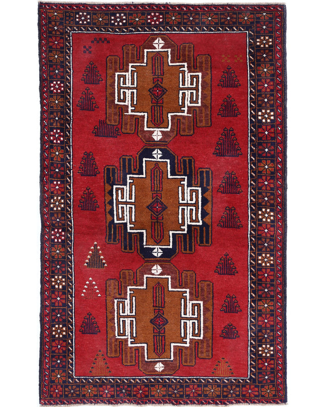 Baluch 3' 5" X 5' 9" Hand Knotted Wool Rug 3' 5" X 5' 9" (104 X 175) / Red / Wool