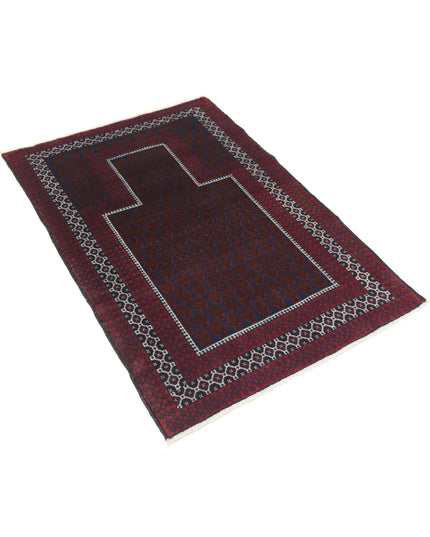 Baluch 3' 2" X 4' 8" Hand Knotted Wool Rug 3' 2" X 4' 8" (97 X 142) / Red / Wool