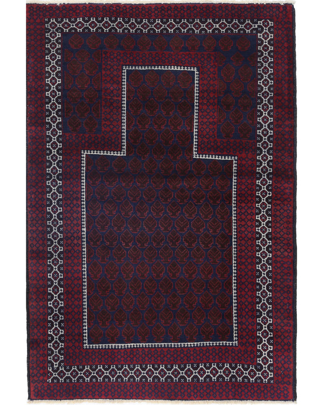 Baluch 3' 2" X 4' 8" Hand Knotted Wool Rug 3' 2" X 4' 8" (97 X 142) / Red / Wool