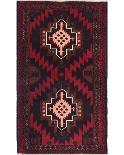 Baluch 2' 8" X 4' 6" Hand Knotted Wool Rug 2' 8" X 4' 6" (81 X 137) / Red / Wool