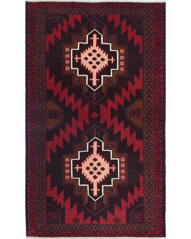 Baluch 2' 8" X 4' 6" Hand Knotted Wool Rug 2' 8" X 4' 6" (81 X 137) / Red / Wool