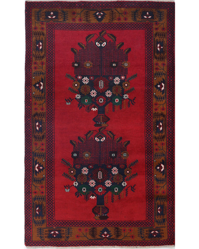 Baluch 2' 10" X 4' 9" Hand Knotted Wool Rug 2' 10" X 4' 9" (86 X 145) / Red / Wool