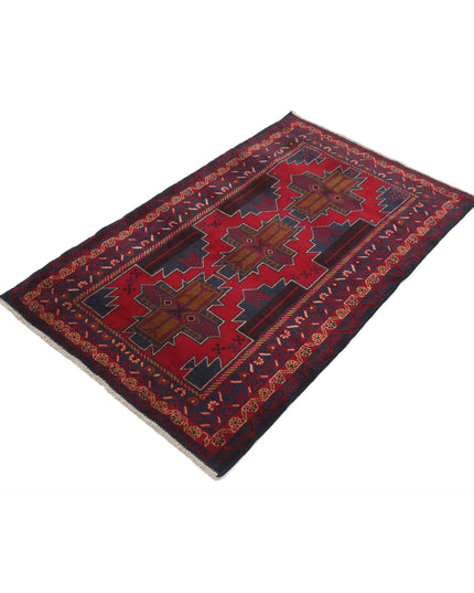 Baluch 3' 0" X 4' 9" Hand Knotted Wool Rug 3' 0" X 4' 9" (91 X 145) / Red / Wool