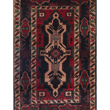 Baluch 2' 11" X 4' 6" Hand Knotted Wool Rug 2' 11" X 4' 6" (89 X 137) / Red / Wool