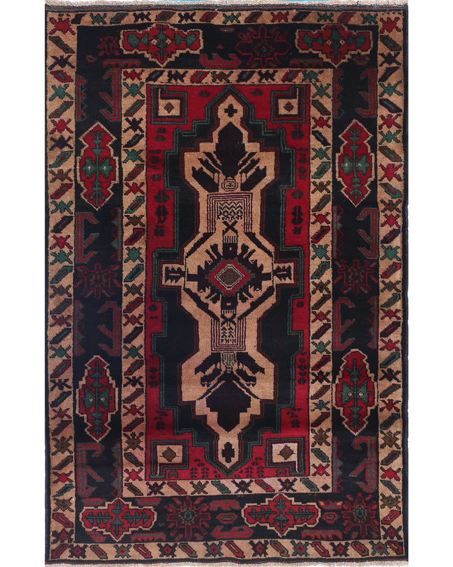 Baluch 2' 11" X 4' 6" Hand Knotted Wool Rug 2' 11" X 4' 6" (89 X 137) / Red / Wool