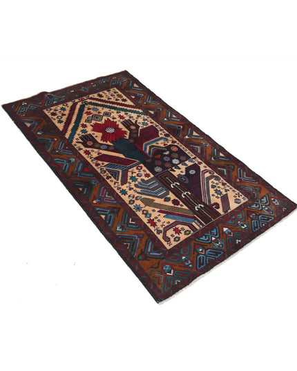 Baluch 2' 11" X 4' 10" Hand Knotted Wool Rug 2' 11" X 4' 10" (89 X 147) / Red / Wool