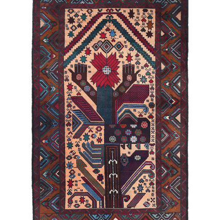 Baluch 2' 11" X 4' 10" Hand Knotted Wool Rug 2' 11" X 4' 10" (89 X 147) / Red / Wool