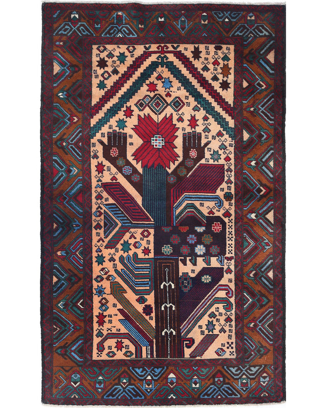 Baluch 2' 11" X 4' 10" Hand Knotted Wool Rug 2' 11" X 4' 10" (89 X 147) / Red / Wool