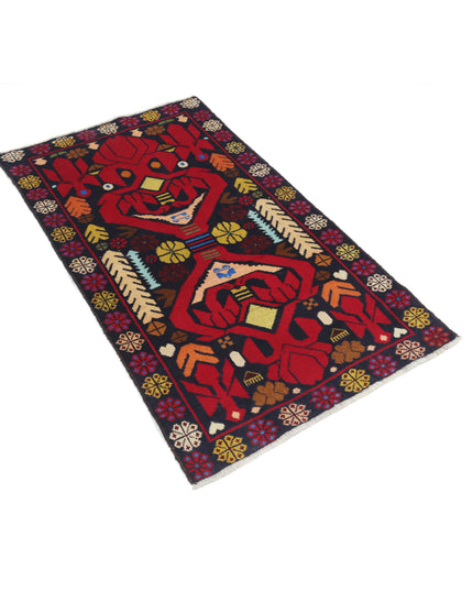 Baluch 2' 9" X 4' 7" Hand Knotted Wool Rug 2' 9" X 4' 7" (84 X 140) / Red / Wool