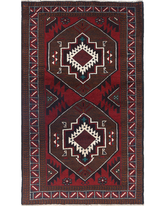 Baluch 2' 11" X 5' 0" Hand Knotted Wool Rug 2' 11" X 5' 0" (89 X 152) / Red / Wool