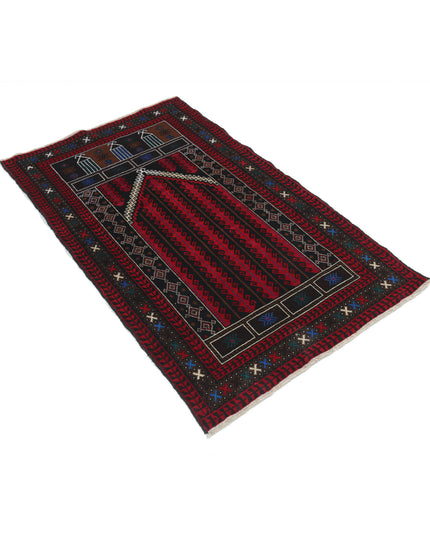 Baluch 3' 0" X 4' 10" Hand Knotted Wool Rug 3' 0" X 4' 10" (91 X 147) / Red / Wool