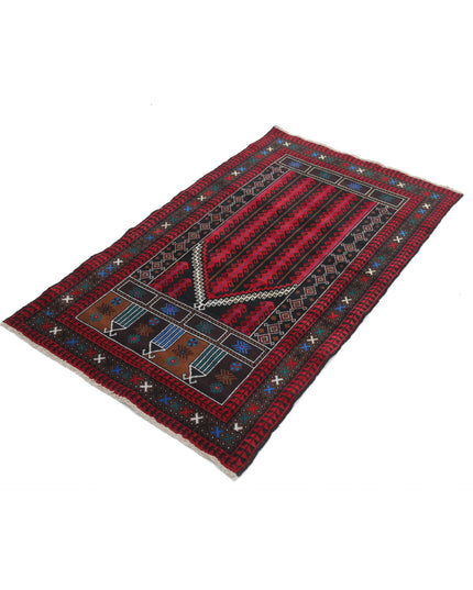 Baluch 3' 0" X 4' 10" Hand Knotted Wool Rug 3' 0" X 4' 10" (91 X 147) / Red / Wool